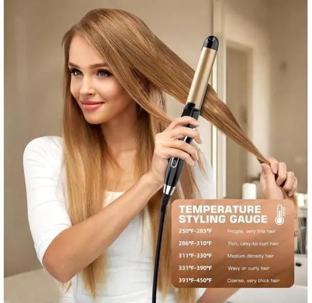 Alt view image 4 of 7 - Curling Iron, 2 in 1 Hair Straightener and Curler, 1.25 Inch Ceramic Curling Wand with Adjustable Temperature, Dual Voltage for All Hair Types, Anti-Tangle for Long-Lasting Curls and Straight