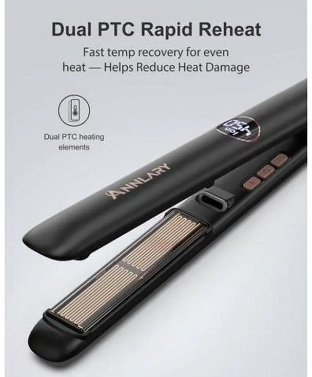 Alt view image 2 of 7 - Hair Straightener 1 Inch Flat Iron and Curler 2 in 1, 15s Fast Heating, Professional Titanium Ceramic Ionic Dual Voltage Straighteners for All Hair Types