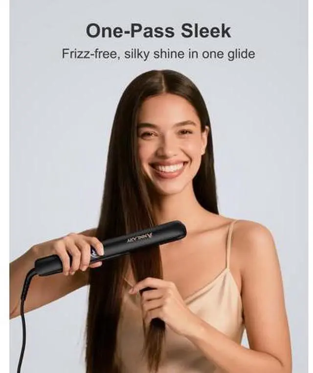 Alt view image 3 of 7 - Hair Straightener 1 Inch Flat Iron and Curler 2 in 1, 15s Fast Heating, Professional Titanium Ceramic Ionic Dual Voltage Straighteners for All Hair Types