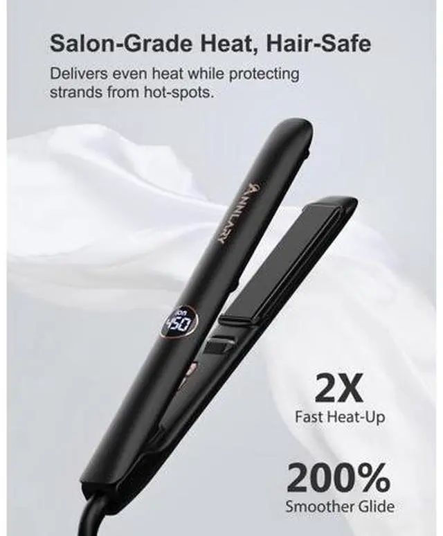 Alt view image 4 of 7 - Hair Straightener 1 Inch Flat Iron and Curler 2 in 1, 15s Fast Heating, Professional Titanium Ceramic Ionic Dual Voltage Straighteners for All Hair Types