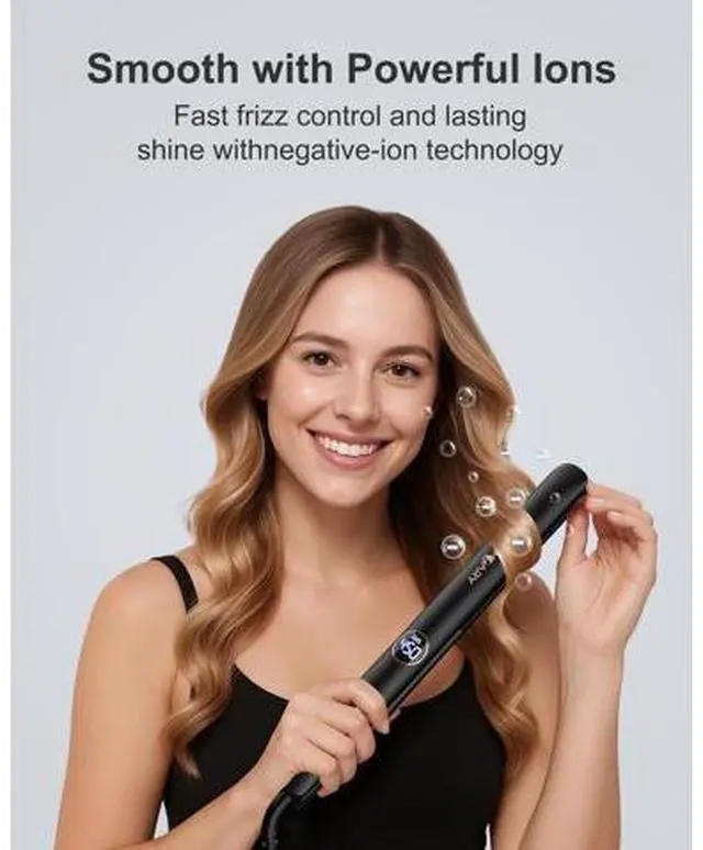Alt view image 5 of 7 - Hair Straightener 1 Inch Flat Iron and Curler 2 in 1, 15s Fast Heating, Professional Titanium Ceramic Ionic Dual Voltage Straighteners for All Hair Types