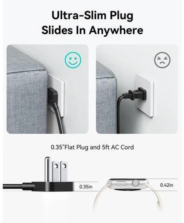 Alt view image 6 of 7 - 6 in 1 Charging Station USB-C, Portable Power Strip with 2 USB C, 2 USB A, 2 AC,100W GaN Laptop Charger for MacBook,iPhone 17/16 etc,Fast Charging Desktop Charger Block for Office, Home,Travel