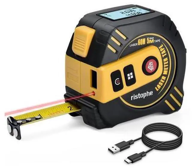 Main image of 2-in-1 Laser Tape Measure, 197Ft Laser Measuring Tool & 16Ft Measuring Tape with Magnetic Hook - Pythagorean/Area/Volume Digital Tape Measure for Construction & Woodworker (M/in/Ft Unit)