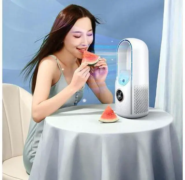 Alt view image 3 of 7 - Bladeless Desk Fan, Portable Bladeless Fan 6 Speed Small Personal Cooling Fan Quiet USB Table Desk Misting Fan with Timing for Office Living Room Bedroom(white)
