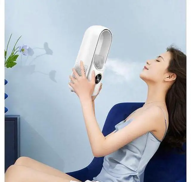 Alt view image 5 of 7 - Bladeless Desk Fan, Portable Bladeless Fan 6 Speed Small Personal Cooling Fan Quiet USB Table Desk Misting Fan with Timing for Office Living Room Bedroom(white)