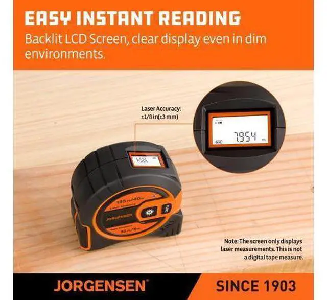 Alt view image 4 of 7 - Laser Tape Measure 2-in-1, 135Ft Laser Measuring Tool & 16Ft Measuring Tape with Movable Magnetic Hook, Laser Measure for Pythagorean, Area, Volume, Unit Ft/Ft+in/in/M NOT Digital
