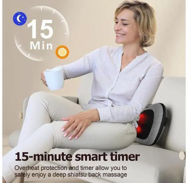 Alt view image 3 of 7 - Shiatsu Back Massager with Heat Deep Tissue Massage for Neck, Shoulder, Leg, Upper & Lower Back Pain Relief, Electric Kneading 3D Massage Pillow Gifts for Men Women Dad, Mom, Christmas