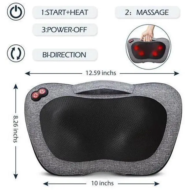 Alt view image 6 of 7 - Shiatsu Back Massager with Heat Deep Tissue Massage for Neck, Shoulder, Leg, Upper & Lower Back Pain Relief, Electric Kneading 3D Massage Pillow Gifts for Men Women Dad, Mom, Christmas