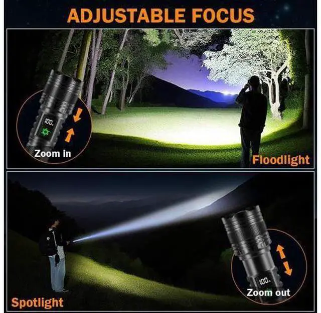 Alt view image 4 of 7 - 3Pack Rechargeable Flashlights High Lumens 9900FL, LED Flashlight Rechargeable with LCD Digital Display, 5Modes Adjustable Flash Light, Super Bright Flashlight Powerful, Tactical Flashlights for Home