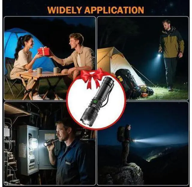 Alt view image 7 of 7 - 3Pack Rechargeable Flashlights High Lumens 9900FL, LED Flashlight Rechargeable with LCD Digital Display, 5Modes Adjustable Flash Light, Super Bright Flashlight Powerful, Tactical Flashlights for Home