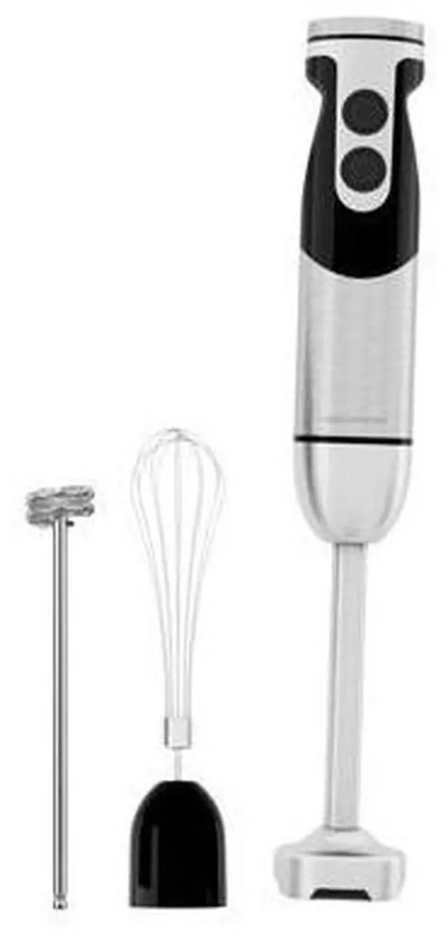 Main image of Stainless Steel Titanium Reinforced 3-in-1 Immersion Hand Blender, Powerful with 80% Sharper Blades, 12-Speed Corded Blender, Including Whisk and Milk Frother (3-in 1 Black)