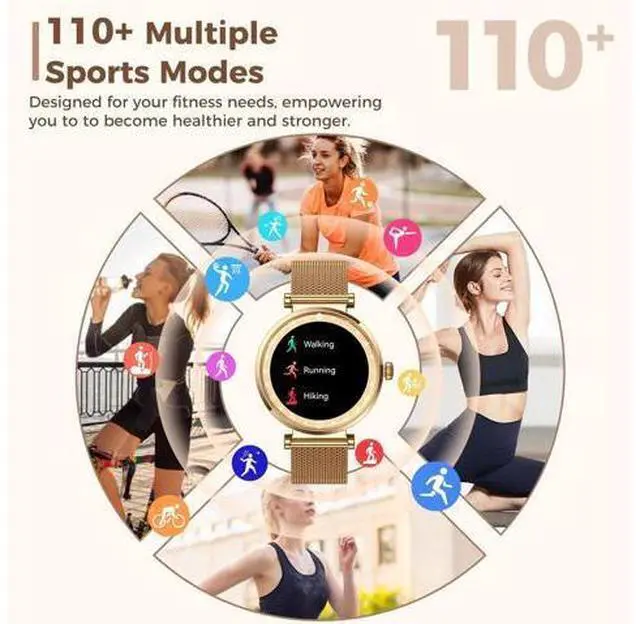 Alt view image 4 of 7 - Smart Watch for Women, HD AMOLED Display Fitness Tracker Bluetooth Make/Answer Call, 1.19" Watches with 110+ Sports Modes/Heart Rate/Sleep Monitor/SpO2, Smartwatch IP68 Waterproof for Android iOS