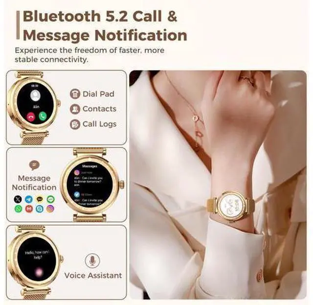 Alt view image 2 of 7 - Smart Watch for Women, HD AMOLED Display Fitness Tracker Bluetooth Make/Answer Call, 1.19" Watches with 110+ Sports Modes/Heart Rate/Sleep Monitor/SpO2, Smartwatch IP68 Waterproof for Android iOS