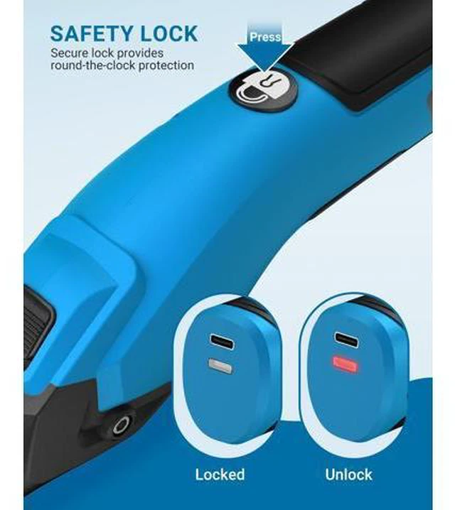 Alt view image 7 of 7 - Cordless Cardboard Cutter, 4V Rechargeable Electric Scissors Carpet Super Scissors with 3 Different Blades and Safety Lock Powerful Box Cutter for Fabric Cardboard Leather (Blue) Y4007