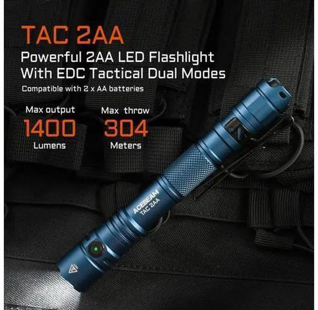 Alt view image 2 of 6 - TAC 2AA EDC Tactical Dual Modes Flashlight Rechargeable, 1400 High Lumens Flashlight, Dual Switch Pocket LED Flashlight, Super Bright Small Flash Light for Emergency, Camping, Home(SFT-25R HI)