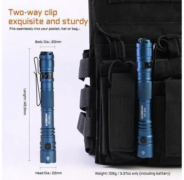 Alt view image 4 of 6 - TAC 2AA EDC Tactical Dual Modes Flashlight Rechargeable, 1400 High Lumens Flashlight, Dual Switch Pocket LED Flashlight, Super Bright Small Flash Light for Emergency, Camping, Home(SFT-25R HI)