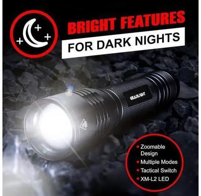 Alt view image 7 of 7 - LED Flashlight High Lumens, Tactical Flashlight Battery Powered (Batteries Not Included), Bright Handheld Flashlight for Camping, Hunting, Home, Security, Hiking, Walking at Night & Emergency Use