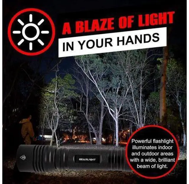 Alt view image 5 of 7 - LED Flashlight High Lumens, Tactical Flashlight Battery Powered (Batteries Not Included), Bright Handheld Flashlight for Camping, Hunting, Home, Security, Hiking, Walking at Night & Emergency Use