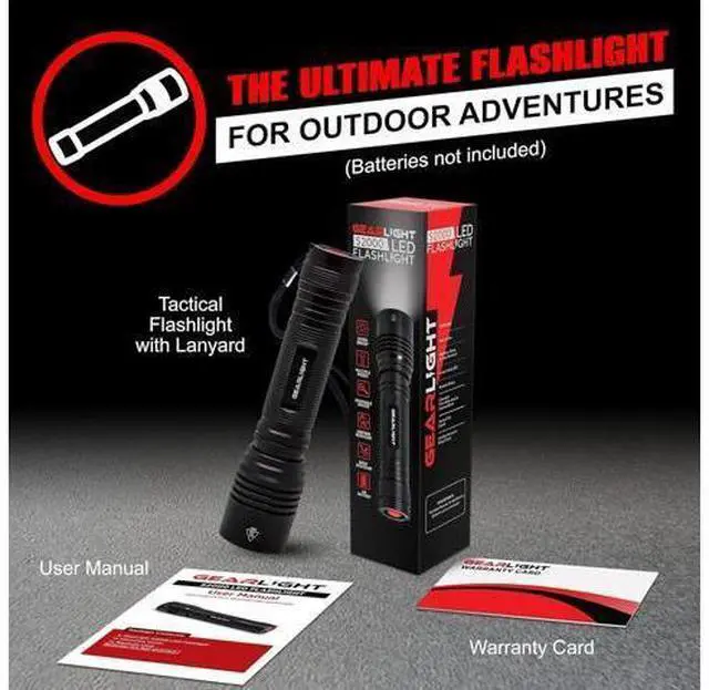 Alt view image 6 of 7 - LED Flashlight High Lumens, Tactical Flashlight Battery Powered (Batteries Not Included), Bright Handheld Flashlight for Camping, Hunting, Home, Security, Hiking, Walking at Night & Emergency Use