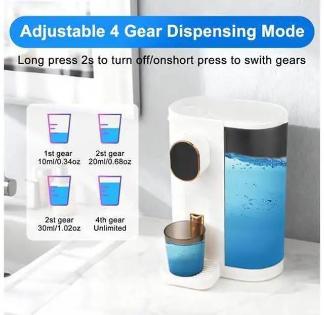 Alt view image 3 of 7 - Automatic Mouthwash Dispenser for Bathroom, 20.3Oz Mouth Wash Dispenser for Kids and Adult with Magnetic Cups, 3 Dispensing Level, Wall Mounted Electric Mouth Wash Container