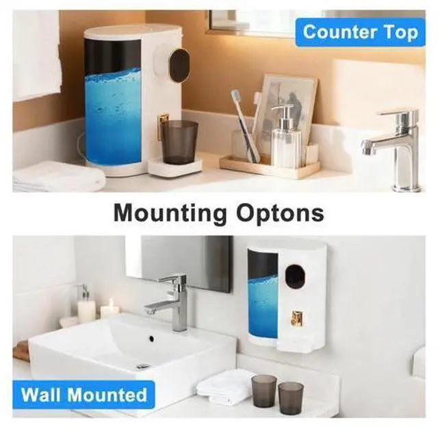 Alt view image 7 of 7 - Automatic Mouthwash Dispenser for Bathroom, 20.3Oz Mouth Wash Dispenser for Kids and Adult with Magnetic Cups, 3 Dispensing Level, Wall Mounted Electric Mouth Wash Container