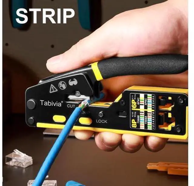 Alt view image 2 of 6 - RJ45 Crimp Tool Pass Through Ethernet Crimping Tool Kit Cat6 Cat5e Cat5 RJ45 Ethernet Crimper Kit