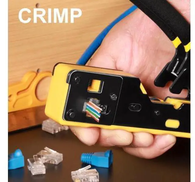 Alt view image 4 of 6 - RJ45 Crimp Tool Pass Through Ethernet Crimping Tool Kit Cat6 Cat5e Cat5 RJ45 Ethernet Crimper Kit