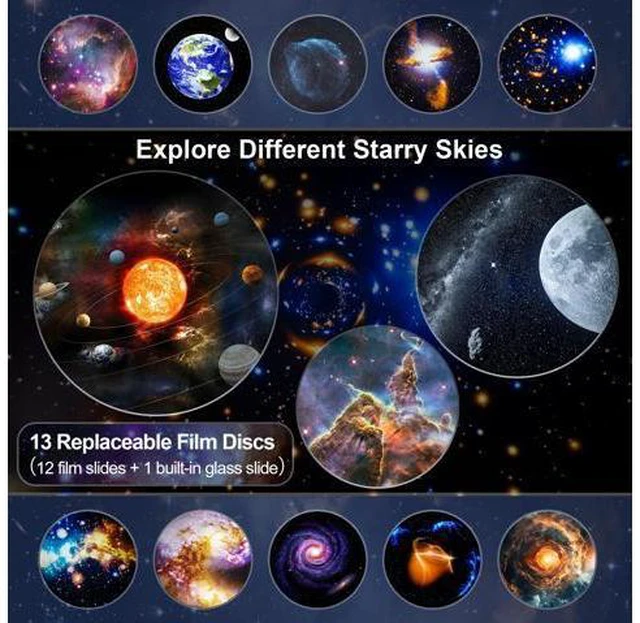 Alt view image 3 of 6 - Galaxy Projector Pro for Bedroom, 13 in 1 Planetarium Star Projector with Solar System & Constellation, Night Light for Ceiling - 360° Rotating with Timer, Adjustable Knob, Kids Adults Room Decor