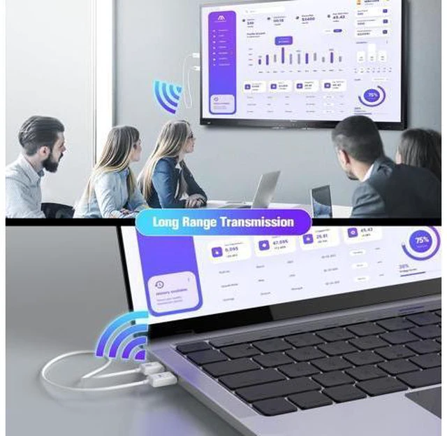 Alt view image 6 of 7 - Hdmi Wireless Transmitter and Receiver Kit, 4K Decode Output Wireless HDMI Extender, 98Ft HDMI Sender Display Adapter Support 2.4/5GHz for Streaming Video/Audio from Laptop/PC to TV/Projector/Monitor
