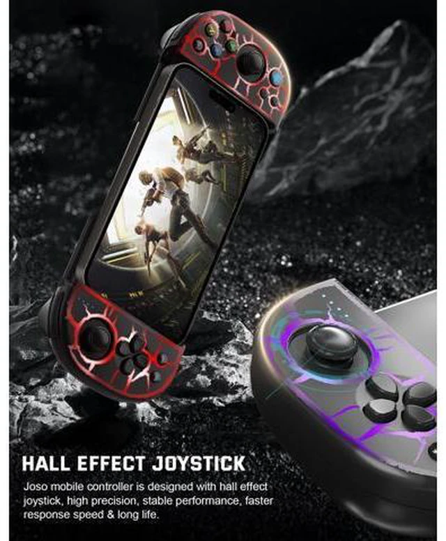 Alt view image 3 of 6 - Phone Controller for iPhone, Android, wireless Game Joystick with Hall Effect Joystick/Turbo, RGB Controller for iPhone 16/15/14/13/12 Series, Galaxy S24/23/S22/S21 Series Play COD Mobile & More