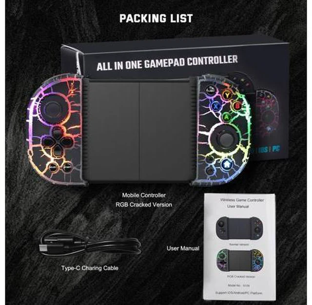 Alt view image 5 of 6 - Phone Controller for iPhone, Android, wireless Game Joystick with Hall Effect Joystick/Turbo, RGB Controller for iPhone 16/15/14/13/12 Series, Galaxy S24/23/S22/S21 Series Play COD Mobile & More