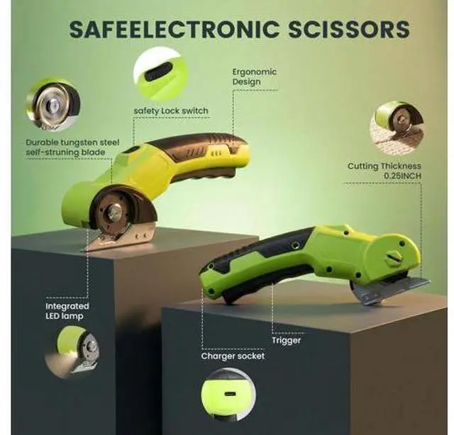 Alt view image 4 of 7 - Electric Scissors & Cardboard Cutter, 4V Cordless Power Box Cutter for Recycling - 2000mAh Rechargeable Battery -Rotary Cutter Tool for Fabric, Carpet & Leather -Includes 3 Blades & Storage Bag