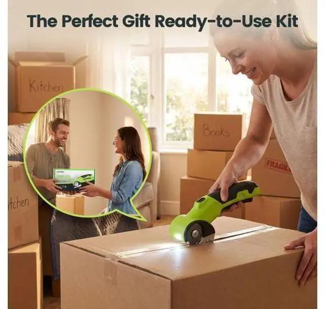 Alt view image 7 of 7 - Electric Scissors & Cardboard Cutter, 4V Cordless Power Box Cutter for Recycling - 2000mAh Rechargeable Battery -Rotary Cutter Tool for Fabric, Carpet & Leather -Includes 3 Blades & Storage Bag
