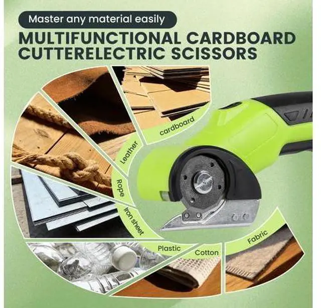 Alt view image 6 of 7 - Electric Scissors & Cardboard Cutter, 4V Cordless Power Box Cutter for Recycling - 2000mAh Rechargeable Battery -Rotary Cutter Tool for Fabric, Carpet & Leather -Includes 3 Blades & Storage Bag