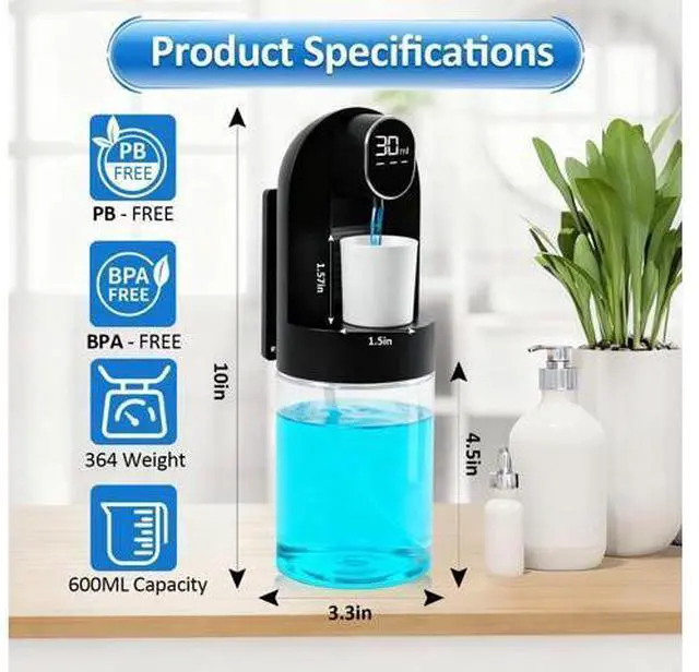 Alt view image 4 of 7 - Mouthwash Dispenser for Bathroom, Automatic Mouthwash Dispenser, 20.29 oz Touchless Electric Wall Mounted Mouth Wash Dispenser, 4 Modes with 4 Magnetic Cups for Kids & Adults,Bathroom Accessories Set