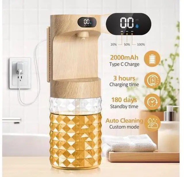 Alt view image 4 of 7 - Automatic Mouthwash Dispenser for Bathroom,20.29 oz Mouth Wash Dispensers Bathroom Accessories Set with Magnetic Cups,4 Modes Wall Mounted Touchless Electric Mouthwash Dispensers for Home Kids Family