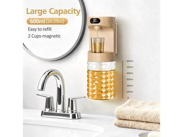 Alt view image 5 of 7 - Automatic Mouthwash Dispenser for Bathroom,20.29 oz Mouth Wash Dispensers Bathroom Accessories Set with Magnetic Cups,4 Modes Wall Mounted Touchless Electric Mouthwash Dispensers for Home Kids Family