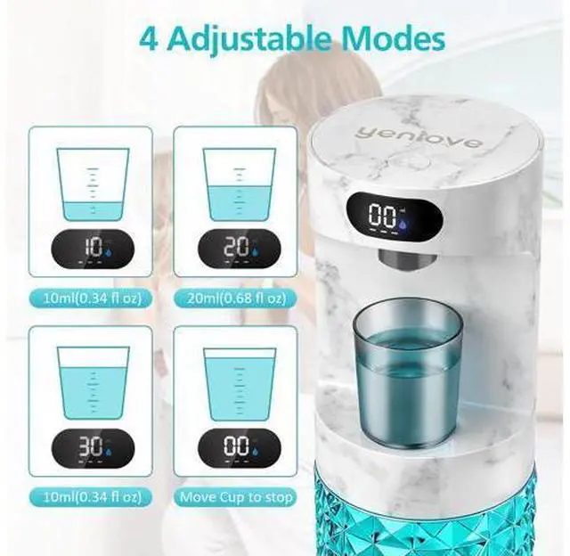 Alt view image 3 of 7 - Automatic Mouthwash Dispenser for Bathroom,20.29 oz Mouth Wash Dispensers Bathroom Accessories Set with Magnetic Cups,4 Modes Wall Mounted Touchless Electric Mouthwash Dispensers for Home Kids Family
