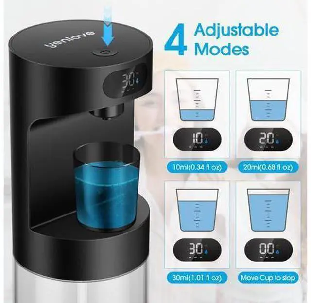 Alt view image 4 of 7 - Automatic Mouthwash Dispenser for Bathroom,20.29 oz Touchless Electric Mouth Wash Dispensers Bathroom Accessories Set with 4 Magnetic Cups,4 Modes Wall Mounted Mouth Wash Dispenser for Home & Kids