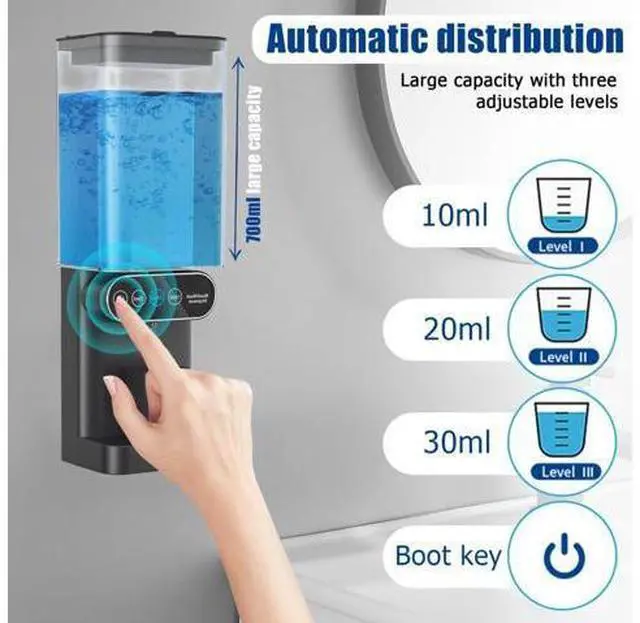 Alt view image 2 of 6 - Automatic Mouthwash Dispenser,3 Adjustable Dispensing Levels Mouth Wash Dispenser with 700ml Water Tank & 2 Magnetic Cups for Bathroom
