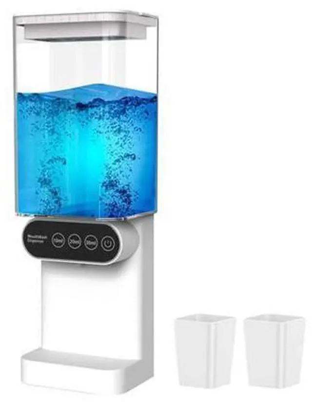 Main image of Automatic Mouthwash Dispenser,3 Adjustable Dispensing Levels Mouth Wash Dispenser with 700ml Water Tank & 2 Magnetic Cups for Bathroom