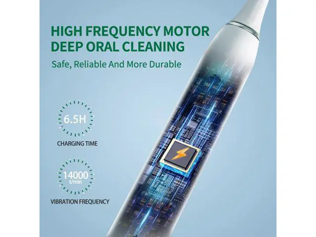 Alt view image 4 of 7 - Sonic Electric Toothbrush for Adults,5 Brush Heads,4 Modes with 2 MIN Smart Timer,IPX7 Waterproof,Type C Fast Charging/Travel Case,180 Days Battery,Noise Level 65 decibels (White)