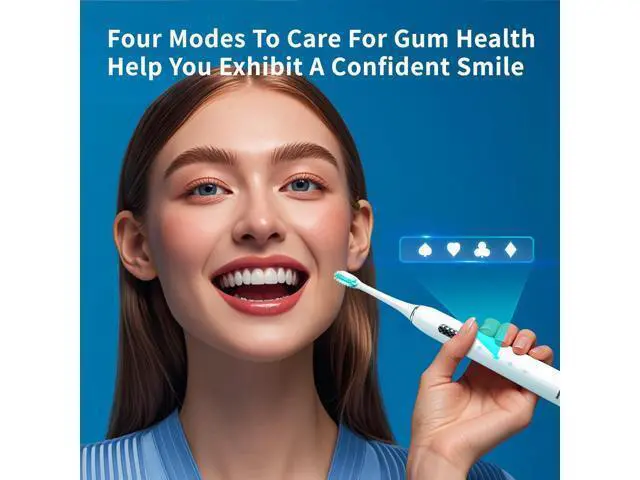 Alt view image 5 of 7 - Sonic Electric Toothbrush for Adults,5 Brush Heads,4 Modes with 2 MIN Smart Timer,IPX7 Waterproof,Type C Fast Charging/Travel Case,180 Days Battery,Noise Level 65 decibels (White)