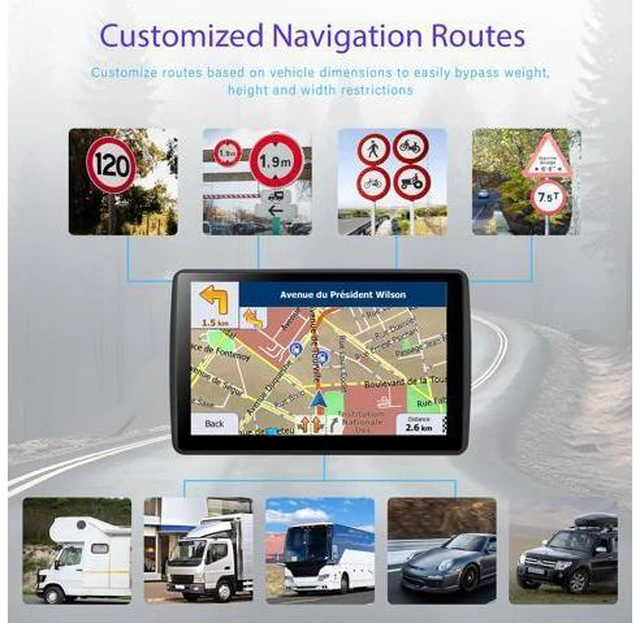 Alt view image 2 of 6 - 7'' GPS Navigator for Car Truck RV - 2026 North America Maps Free Lifetime Updates, Touchscreen Navigation System, Speed & Red Light Warning, Turn-by-Turn Voice Guidance, for All Cars (Blue)