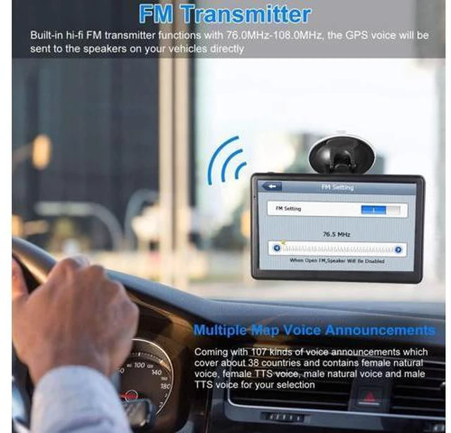 Alt view image 4 of 7 - 7 Inch Car GPS Navigator with 2025 USA Maps, Voice Turn-by-Turn Guidance, Lane Assistance, Speed and Red Light Warning for Vehicles,GPS Satellite Navigator with Free Lifetime Map Update,
