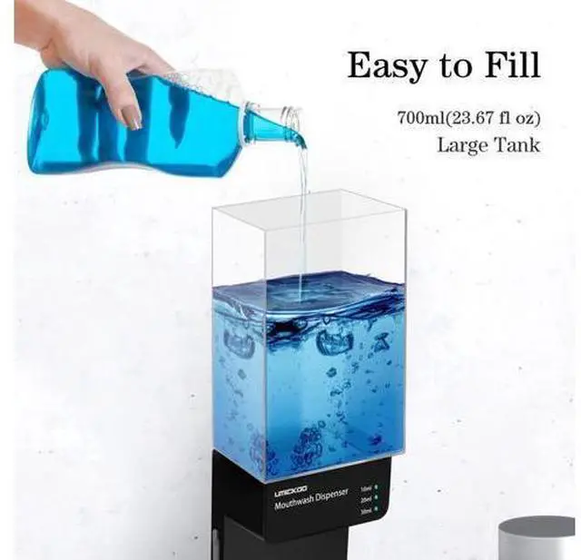 Alt view image 7 of 7 - Automatic Mouthwash Dispenser for Bathroom 700mL(23.67 Oz),Wall Mounted Mouthwash Dispenser with Magnetic Cups,Perfect for Kids and Adults (Dull Black)