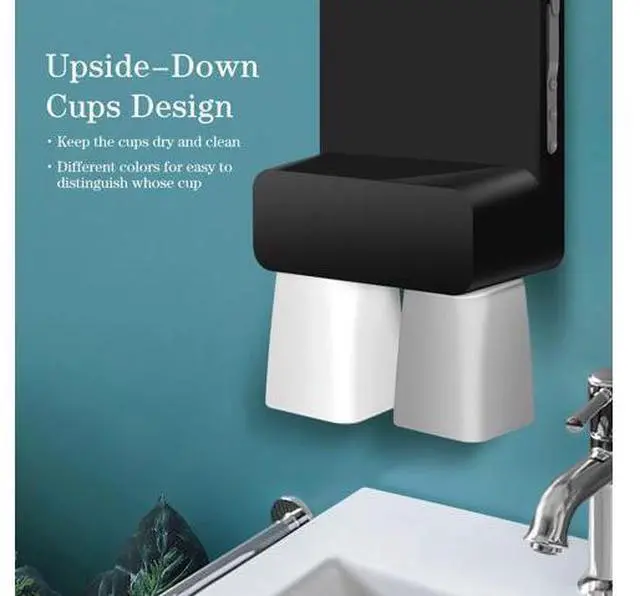 Alt view image 4 of 7 - Automatic Mouthwash Dispenser for Bathroom 700mL(23.67 Oz),Wall Mounted Mouthwash Dispenser with Magnetic Cups,Perfect for Kids and Adults (Dull Black)