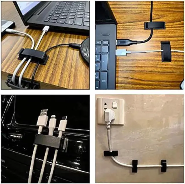 Alt view image 4 of 6 - Cable Clips 50Pcs, Self Adhesive Cable Management Clips, Cord Organizer Wire Clips Cord Holder for Appliances PC Wall Ethernet Cable Under Desk Nightstand Home Office Car (Black)