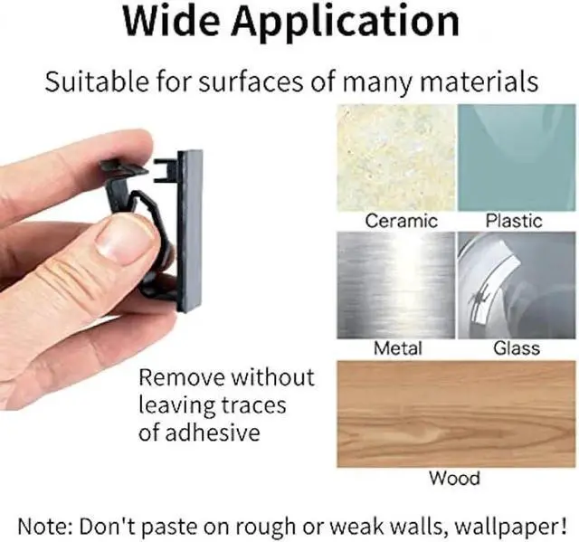 Alt view image 6 of 6 - Cable Clips 50Pcs, Self Adhesive Cable Management Clips, Cord Organizer Wire Clips Cord Holder for Appliances PC Wall Ethernet Cable Under Desk Nightstand Home Office Car (Black)