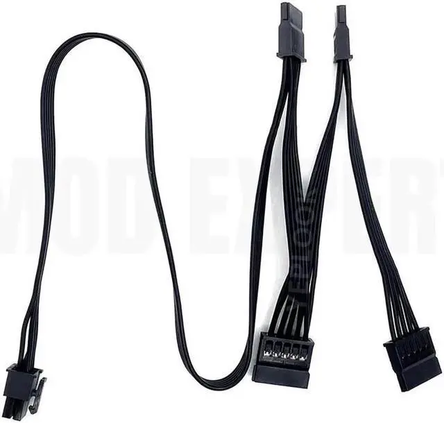 Alt view image 4 of 7 - 6Pin to 4x SATA SSD HDD Power Cables for Seasonic FOCUS PLUS 1000W 850W 750W 650W 550W Platinum Modular Power, 18AWG Flat Cable
